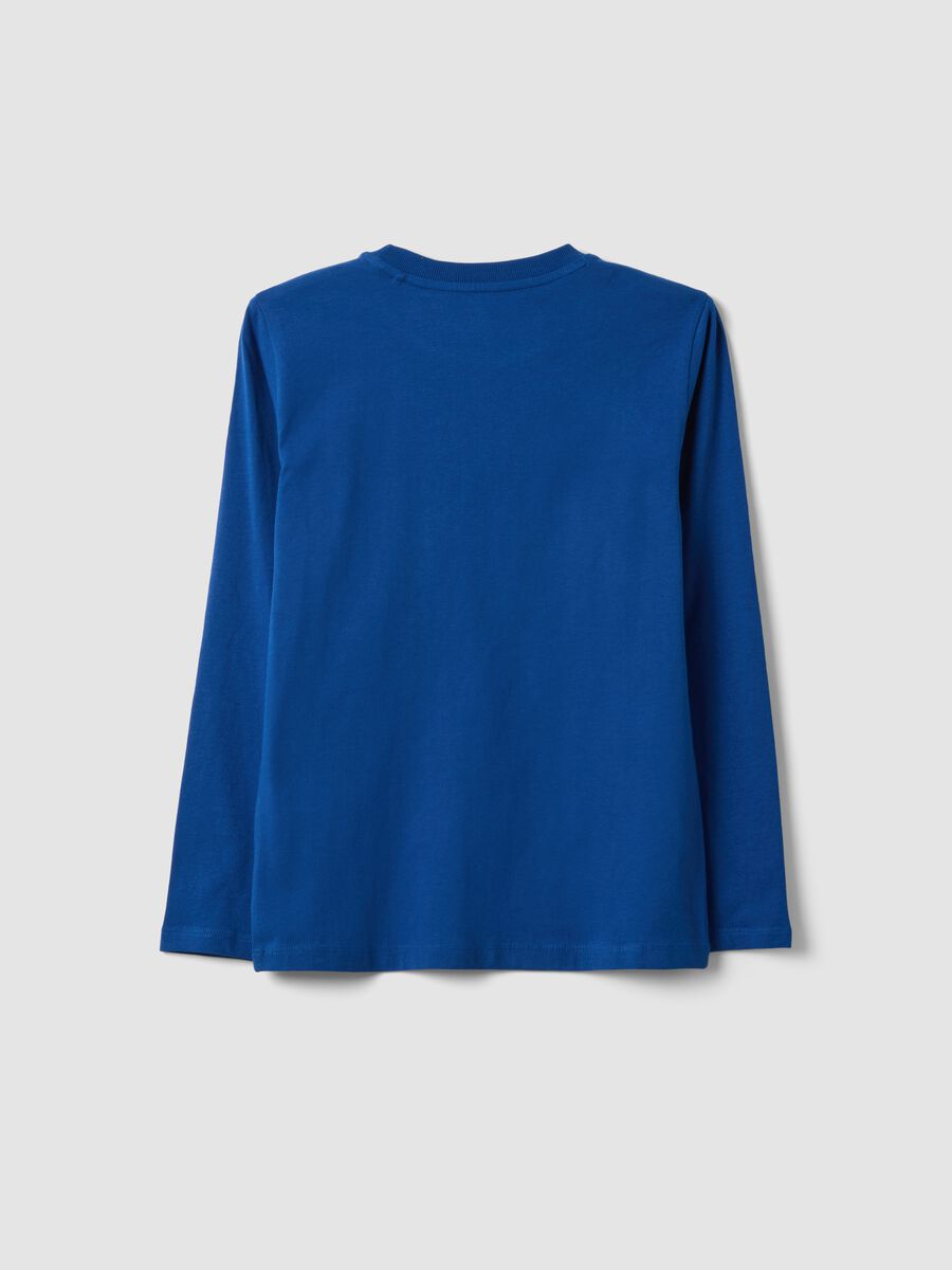 Blue pure organic cotton T-shirt with front print for boys_1