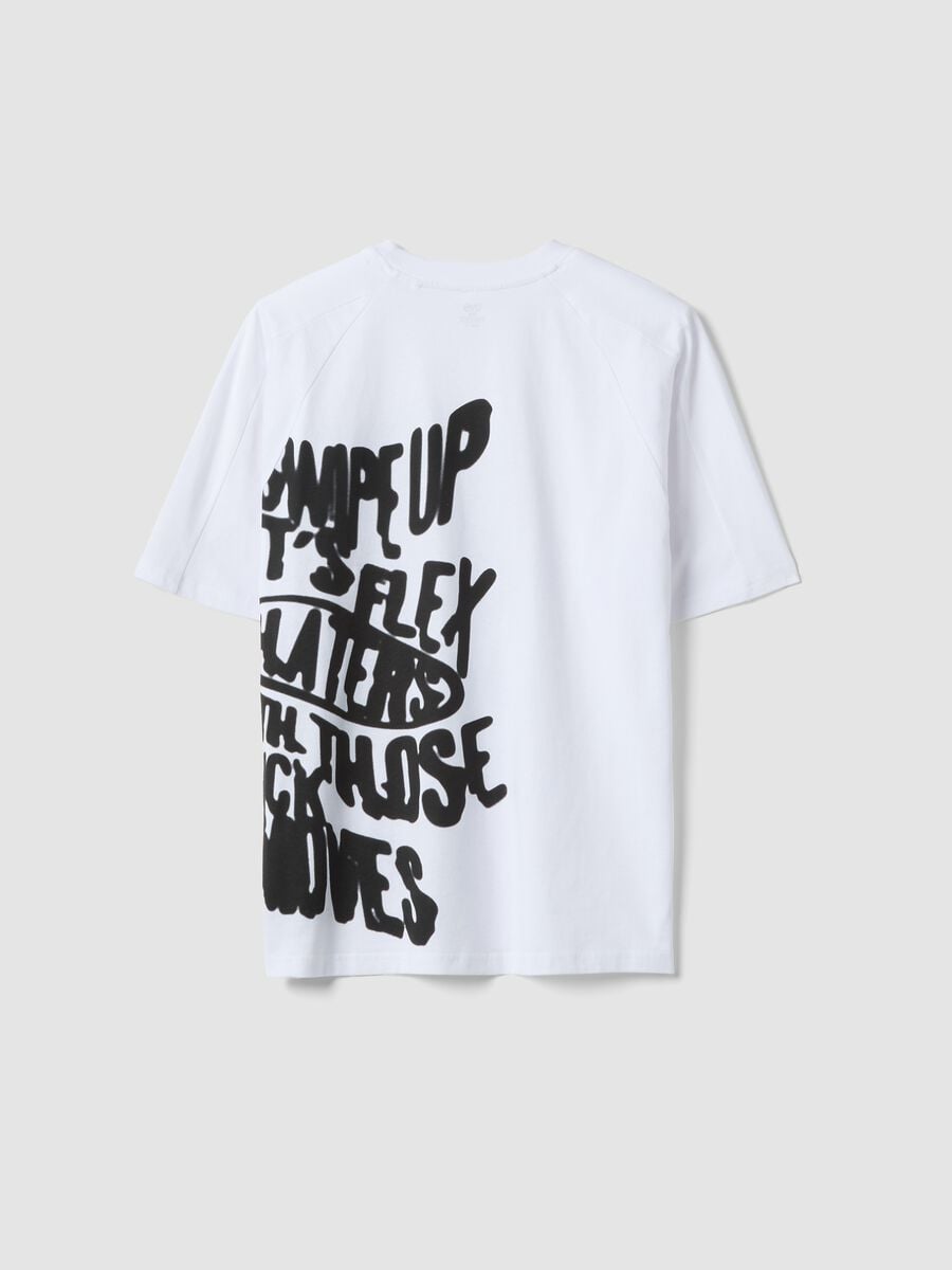 Boys&rsquo; white 100% cotton oversized T-shirt with print_4