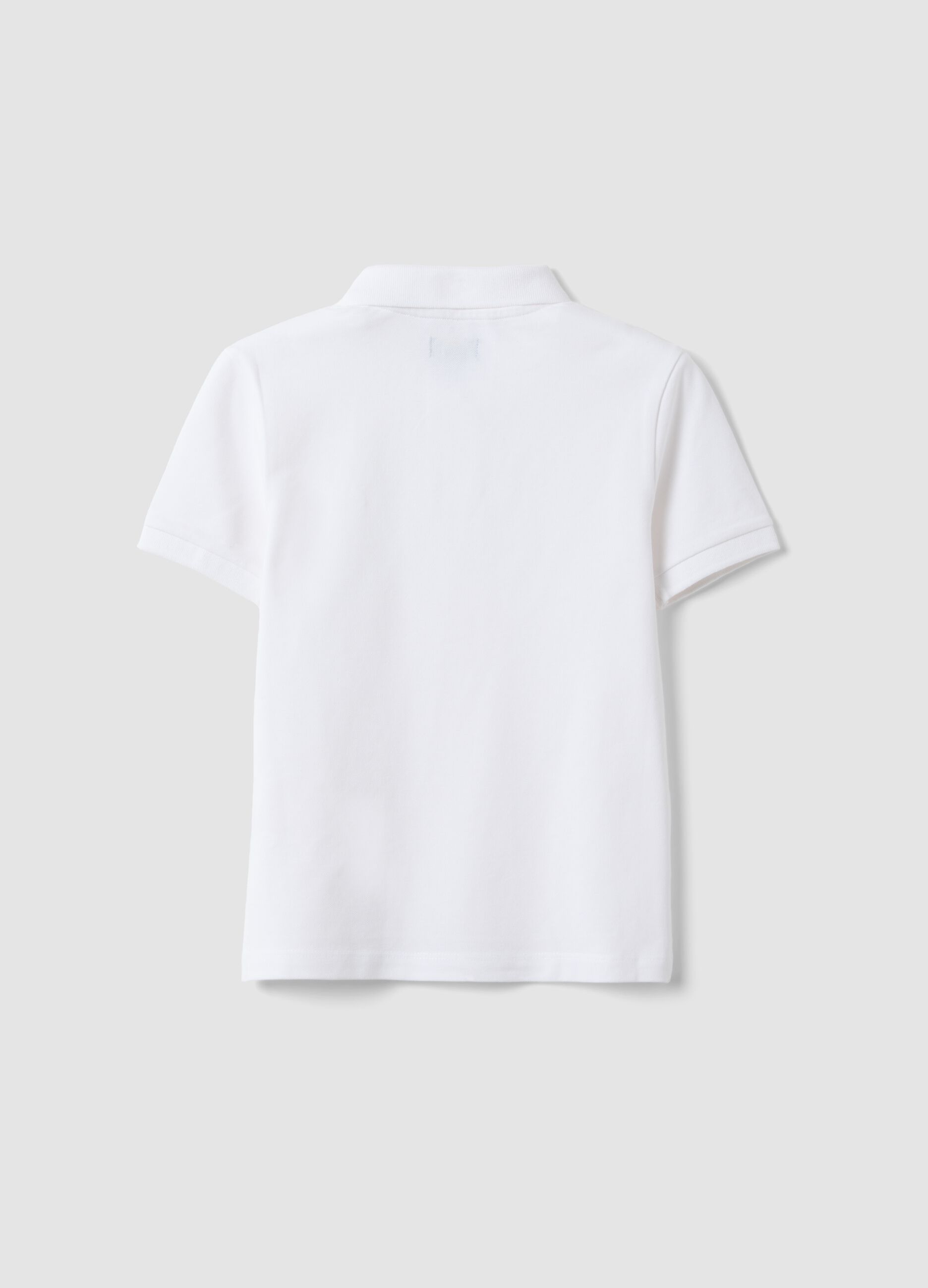Polo branca de algod&atilde;o el&aacute;stico para crian&ccedil;as ajuste regular