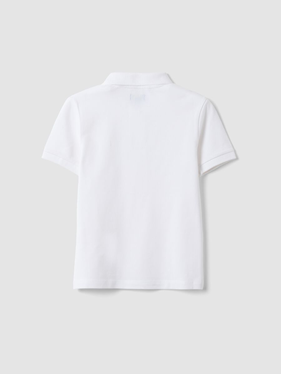 Stretch cotton white polo shirt for kids regular fit_4