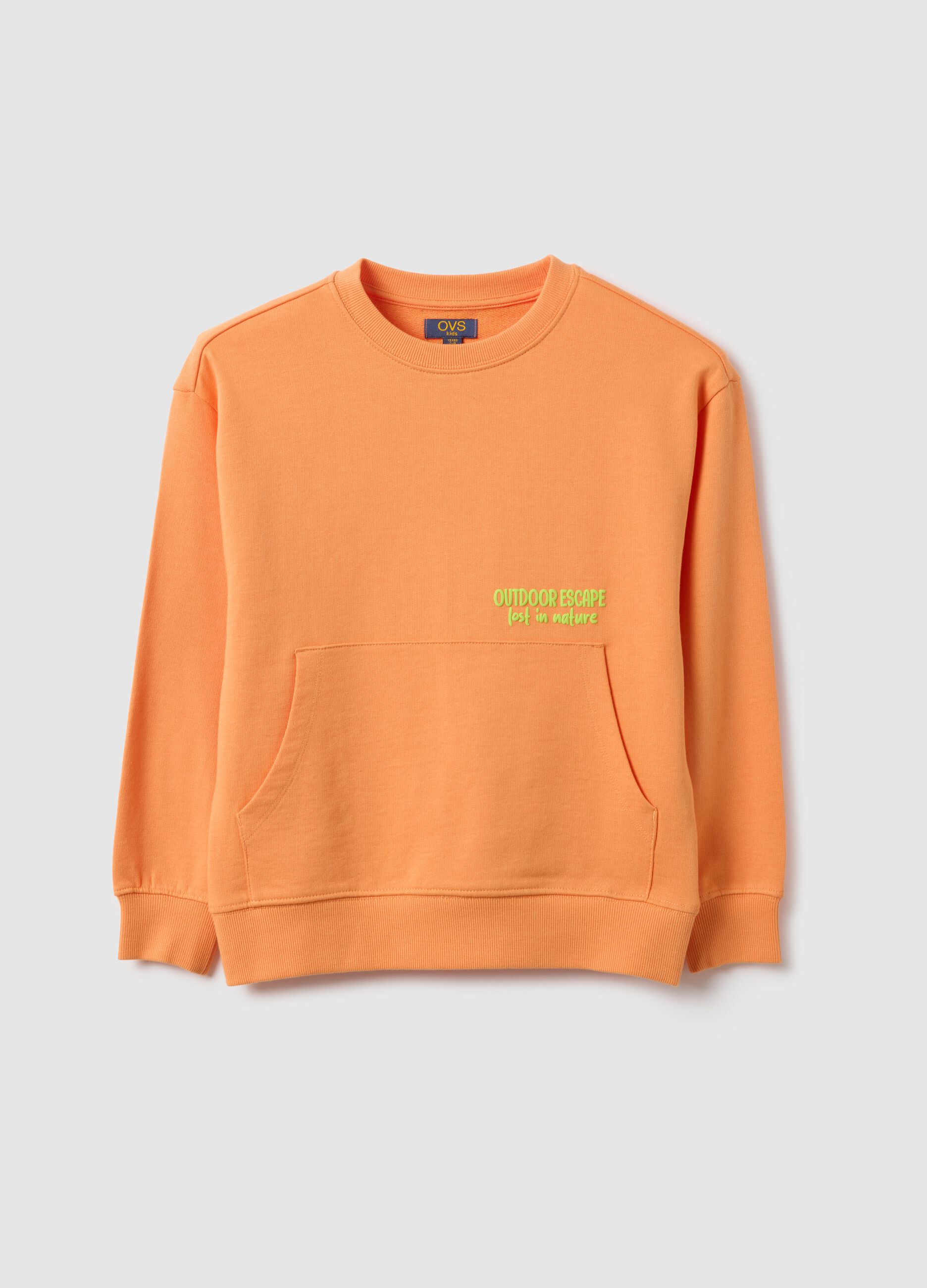 Kids' orange pure cotton sweatshirt with regular fit
