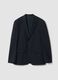 Blazer blu in twill di viscosa elasticizzata slim fit con rever a lancia_0