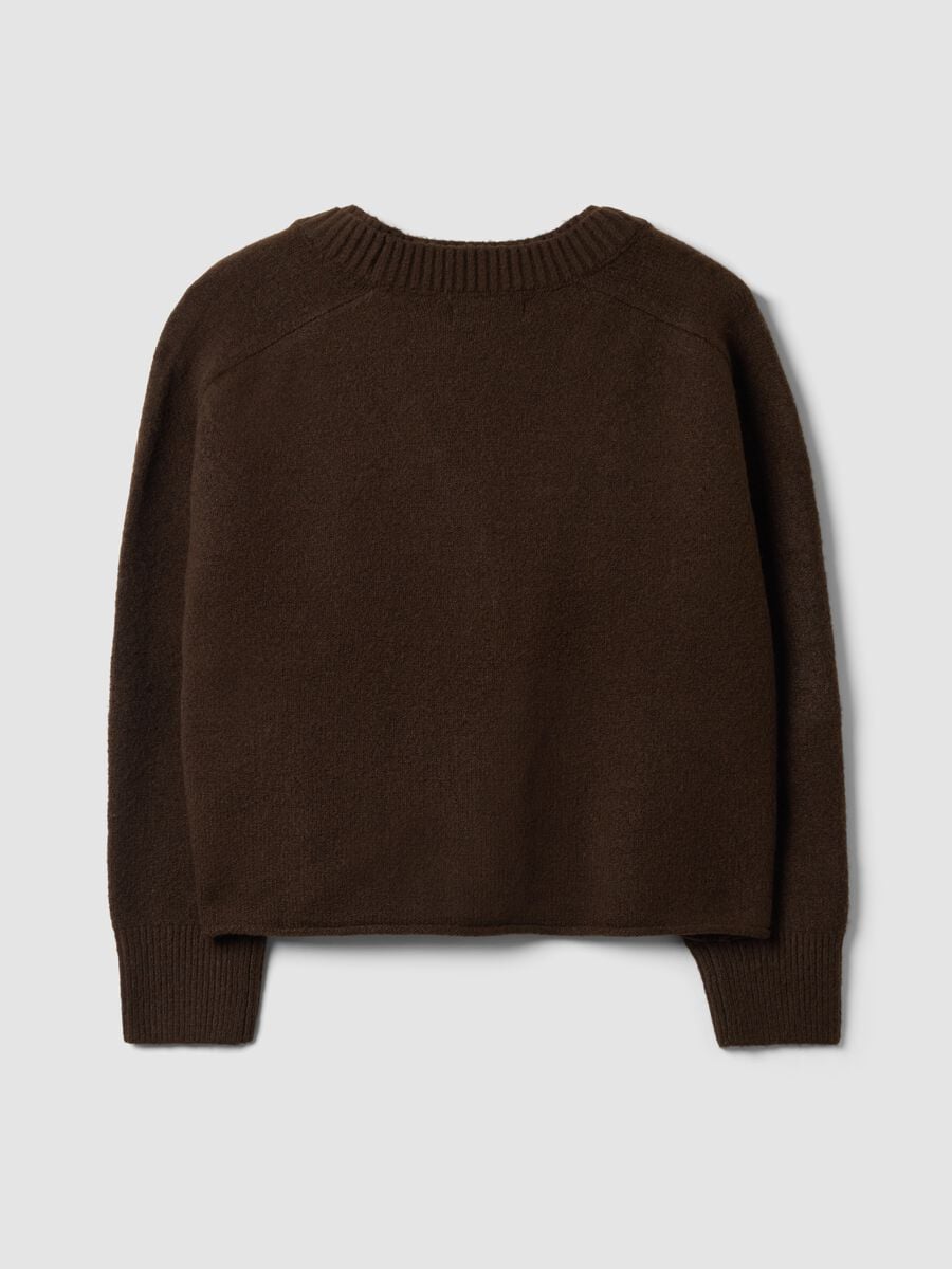 Brown stretch-wool cardigan with deep V-neck_2