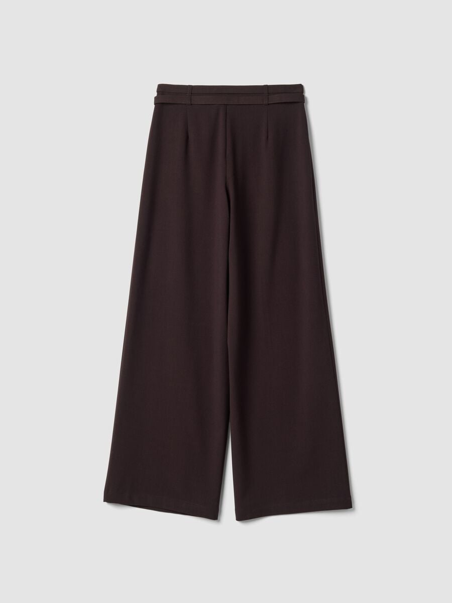 Brown stretch-viscose tailored trousers with belt_7