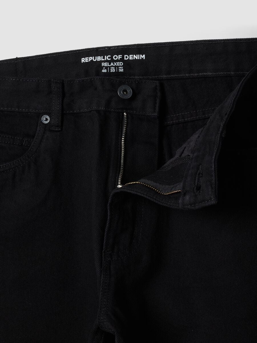 Schwarze Denim-Jeans aus reiner Baumwolle, Relaxed Fit_5