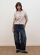 Beiger Rundhals-Cardigan aus elastischer Wolle und Alpaka, Regular Fit_1