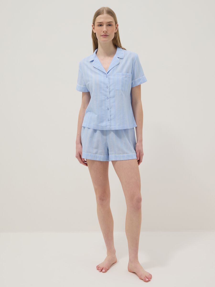 Blue striped pure cotton pyjamas, regular fit_0