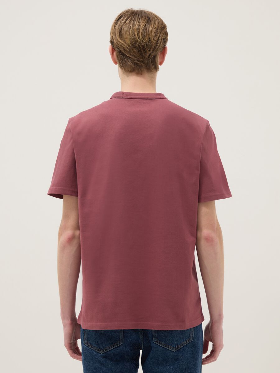 Regular fit red pure cotton short sleeve t-shirt_2