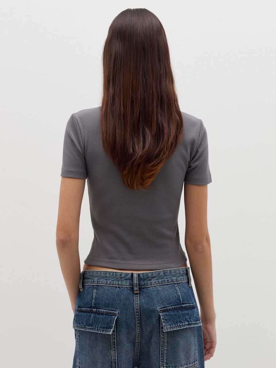 Ribbed T-shirt in stretch cotton_3