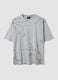 Grey pure cotton T-shirt with foliage print_0