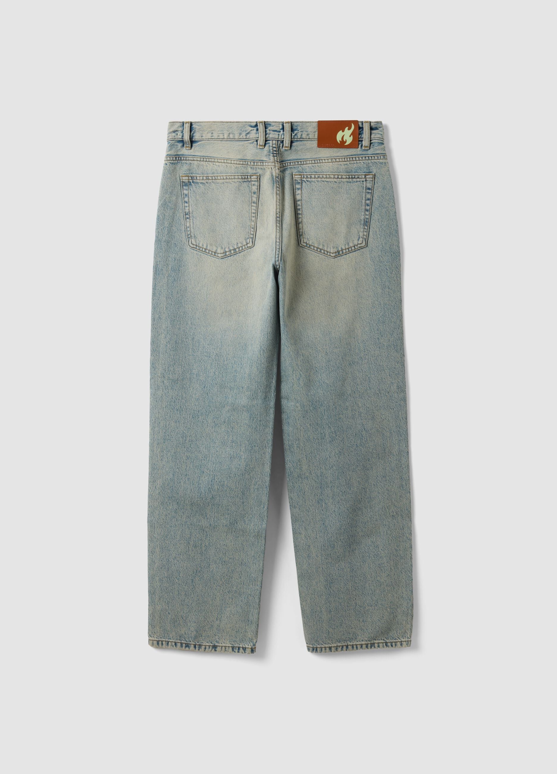 Jeans de ganga azul-claro em algod&atilde;o puro, loose fit