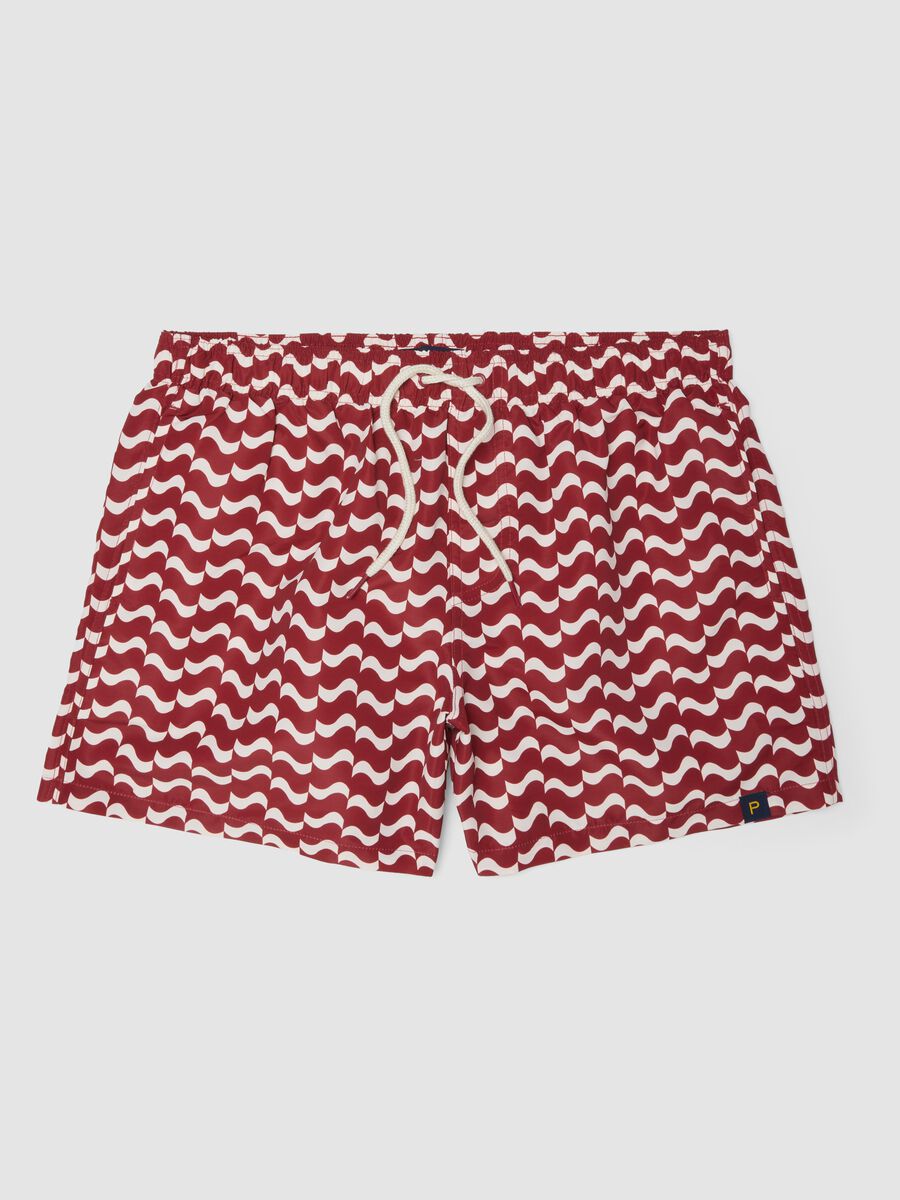 Red men&rsquo;s swim shorts with all-over print_0