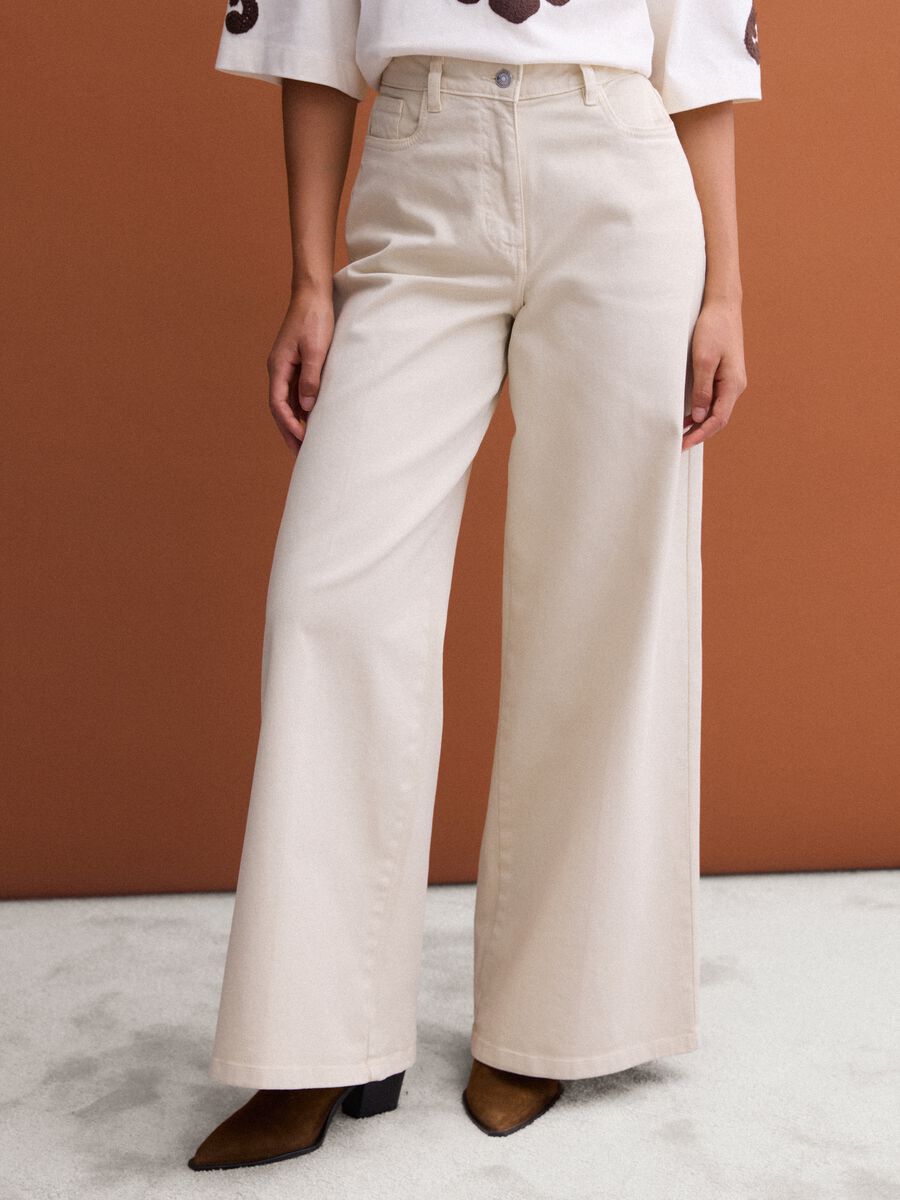White stretch cotton wide-leg trousers_1