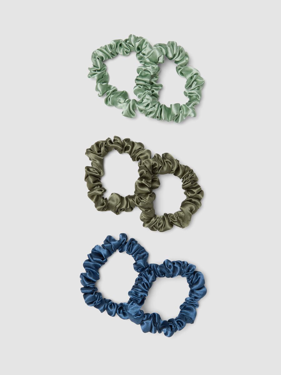 SINCERELY HAIR Petits chouchous en satin lot de 6 Bleu & Vert_2