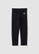 Black skinny leggings in stretch organic cotton with star for girls_0