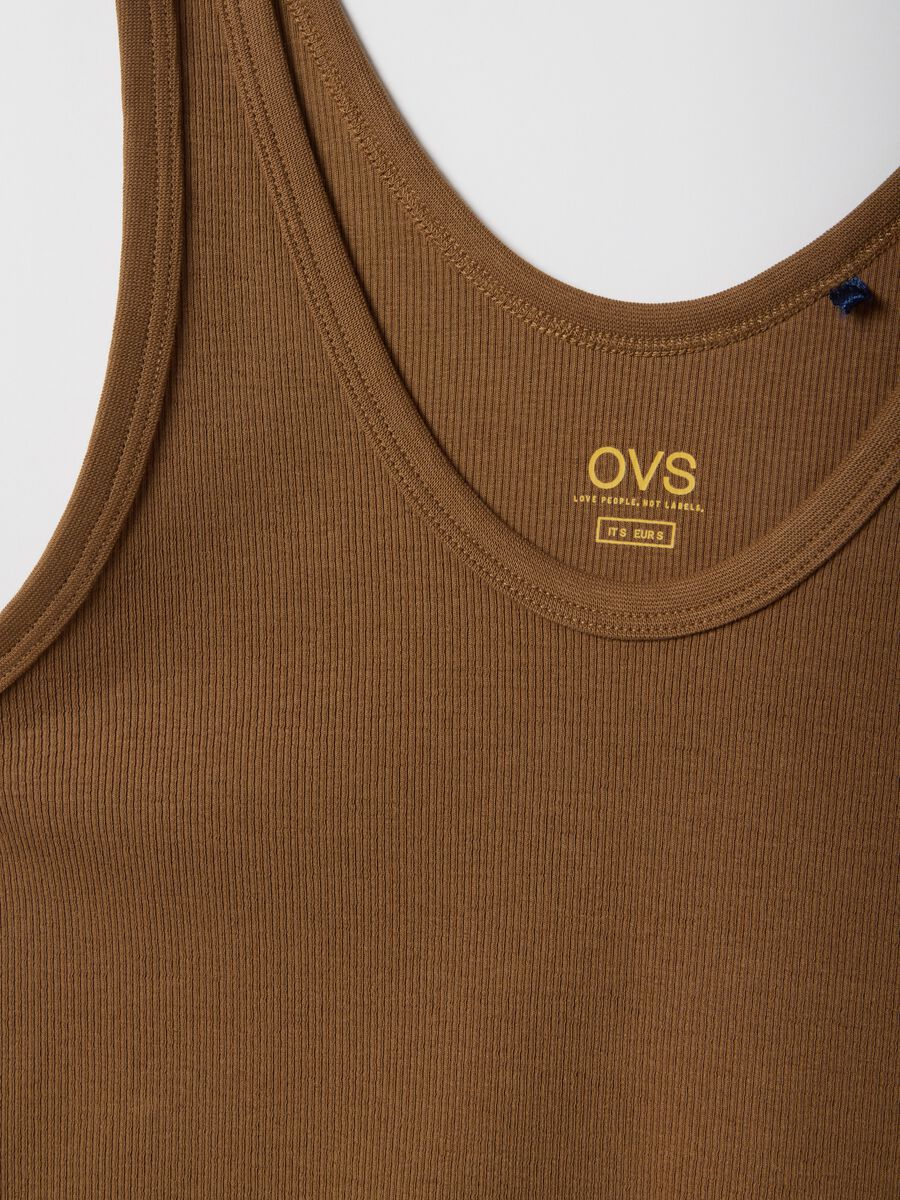 Canotta in cotone elasticizzato marrone regular fit_1