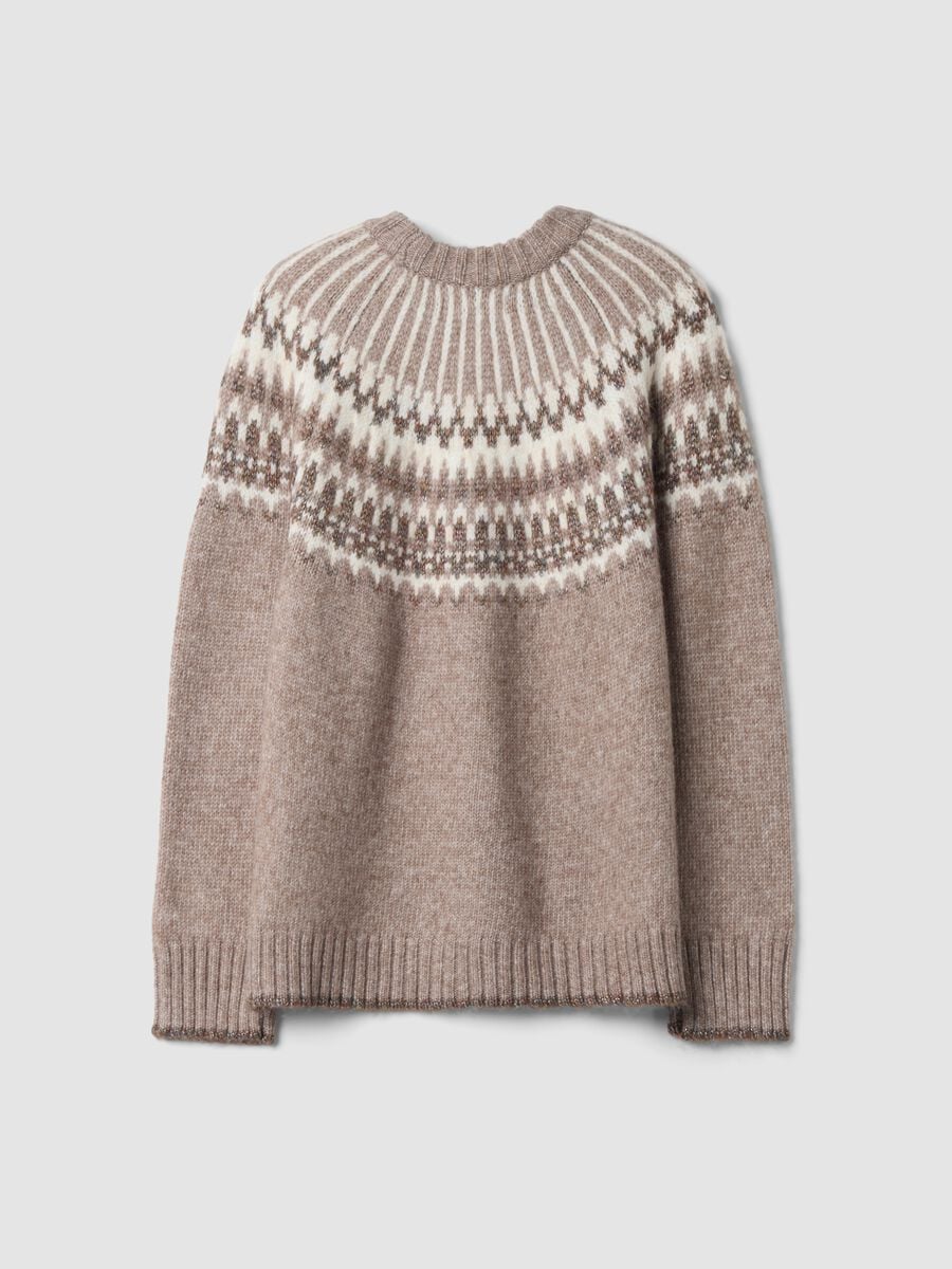 Beige jacquard crew-neck oversized jumper_2