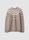 Beiger Jacquard-Pullover mit Rundhalsausschnitt in Oversize-Passform_2