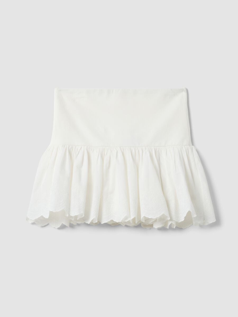 White mini skirt in pure cotton_4