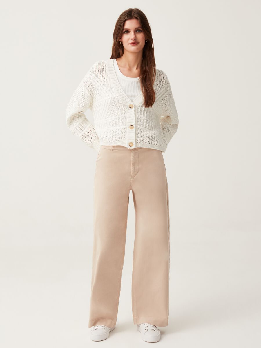 Wide-leg trousers in stretch cotton_0