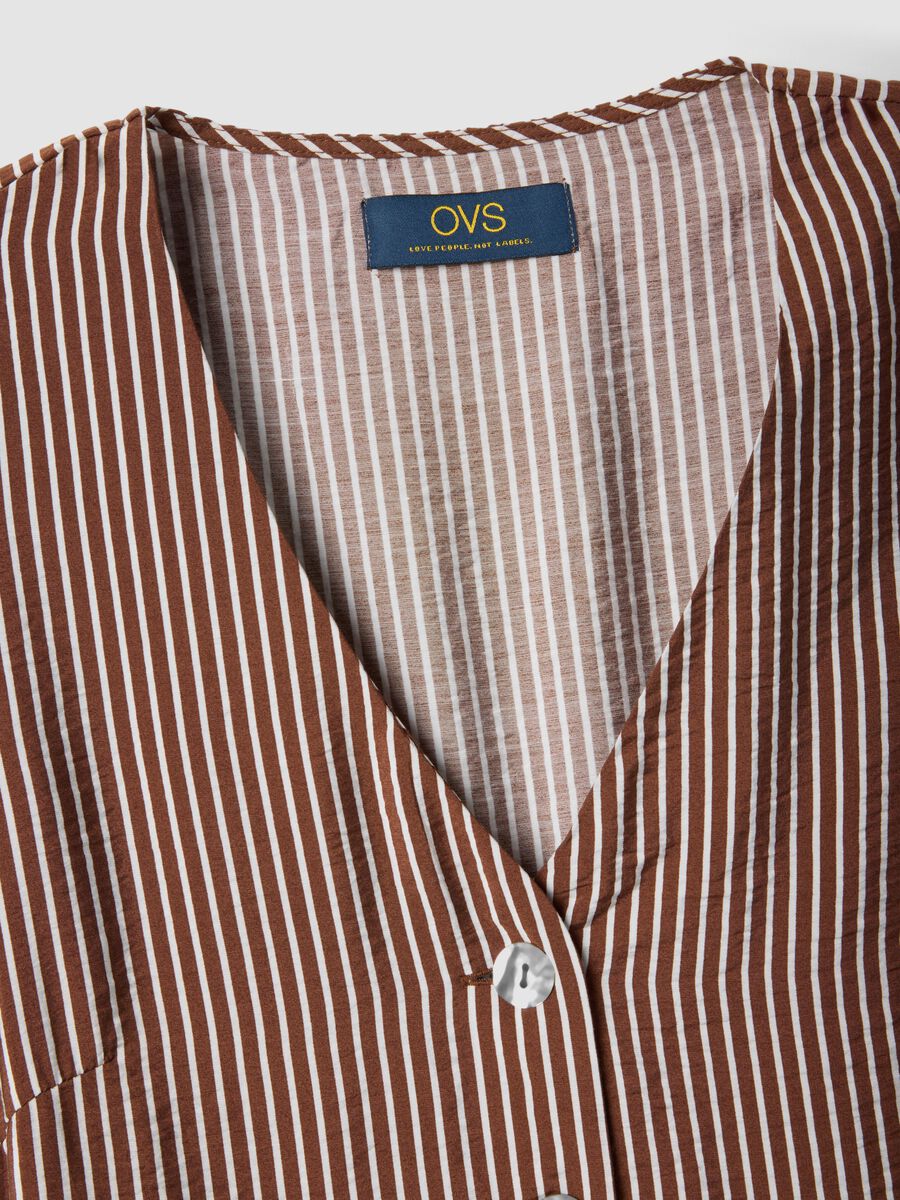 Brown striped viscose-blend shirt dress_1