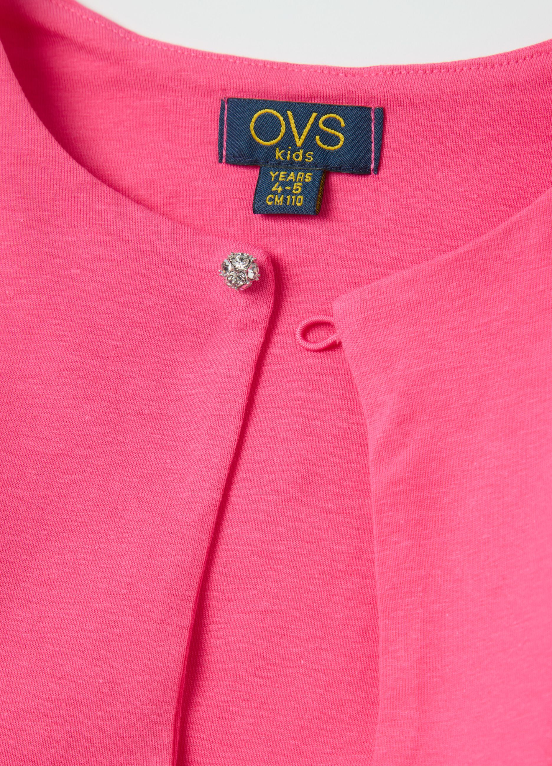 Pink long-sleeve cotton stretch T-shirt OVS Kids