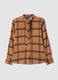Brown checked pure viscose shirt with neck tie, regular fit_4