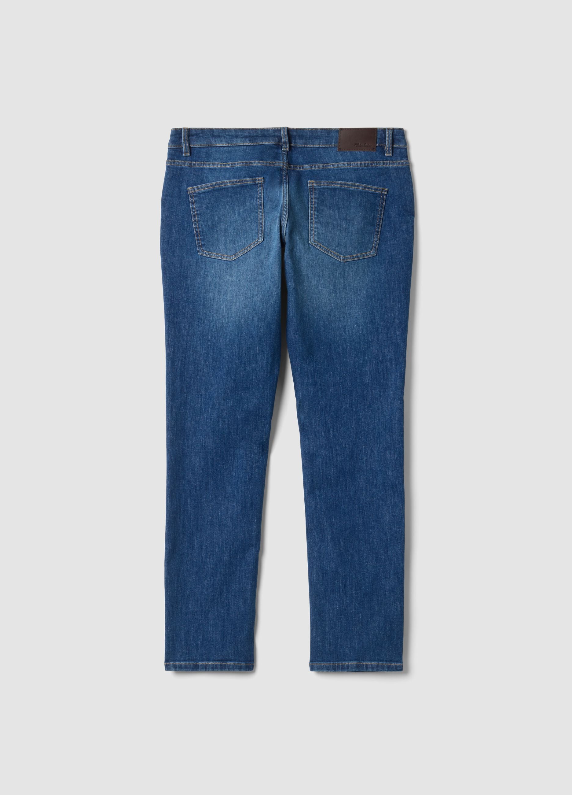 Jeans blu in cotone elasticizzato slim fit