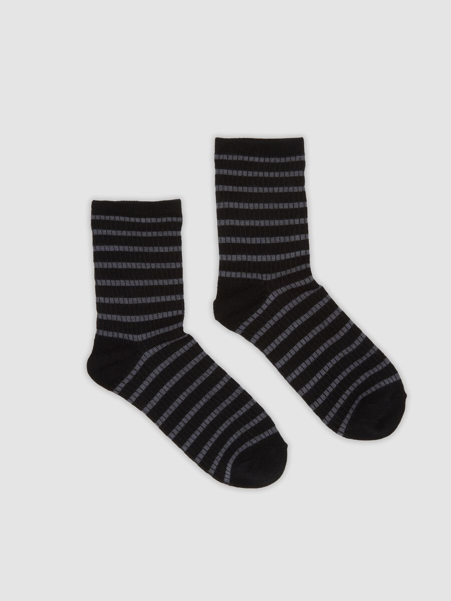 Black striped stretch-fabric socks_0