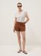 Brown stretch cotton shorts with elasticated waist_0