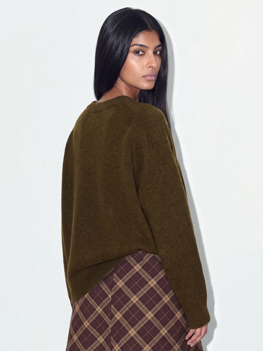Green stretch wool crew-neck jumper_3