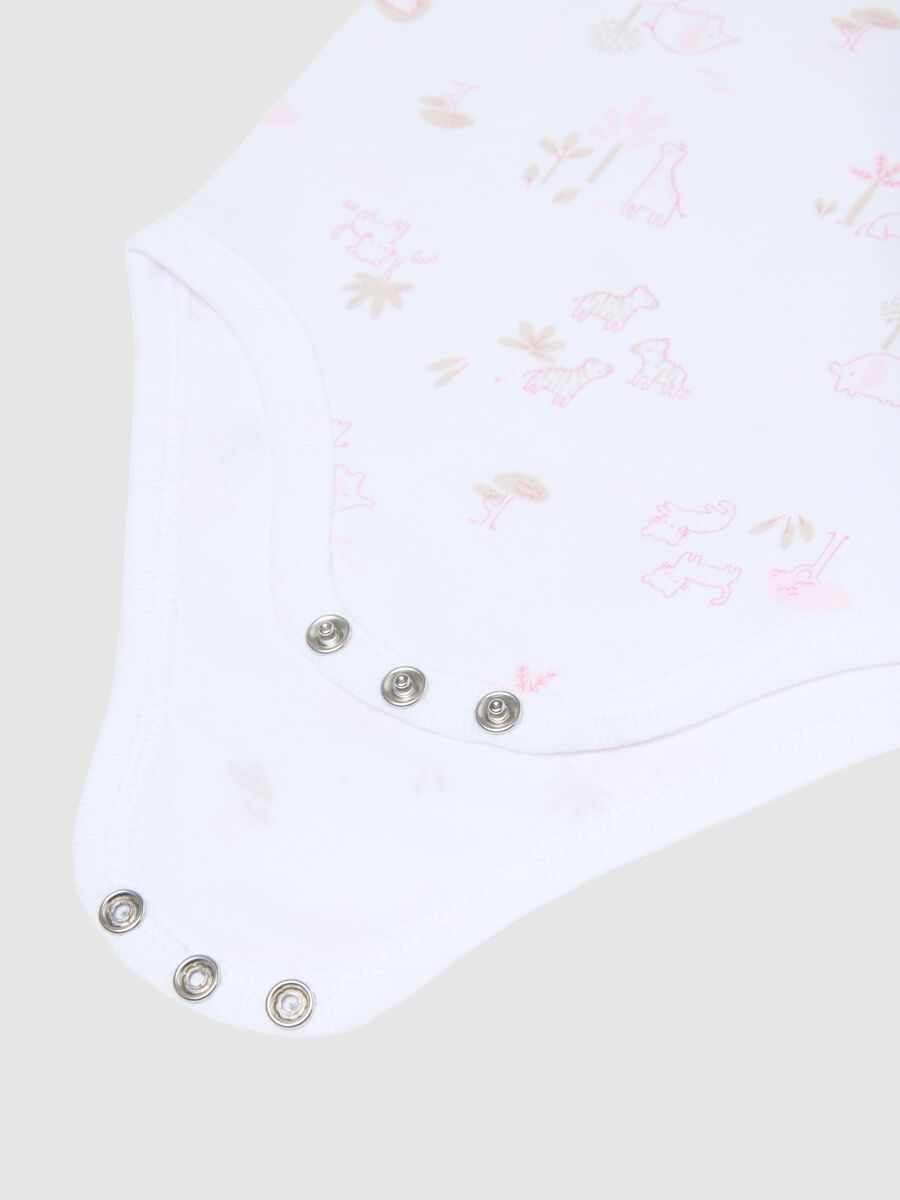 Pack of sleeveless bodysuits in pure multicolored cotton for baby girls_3