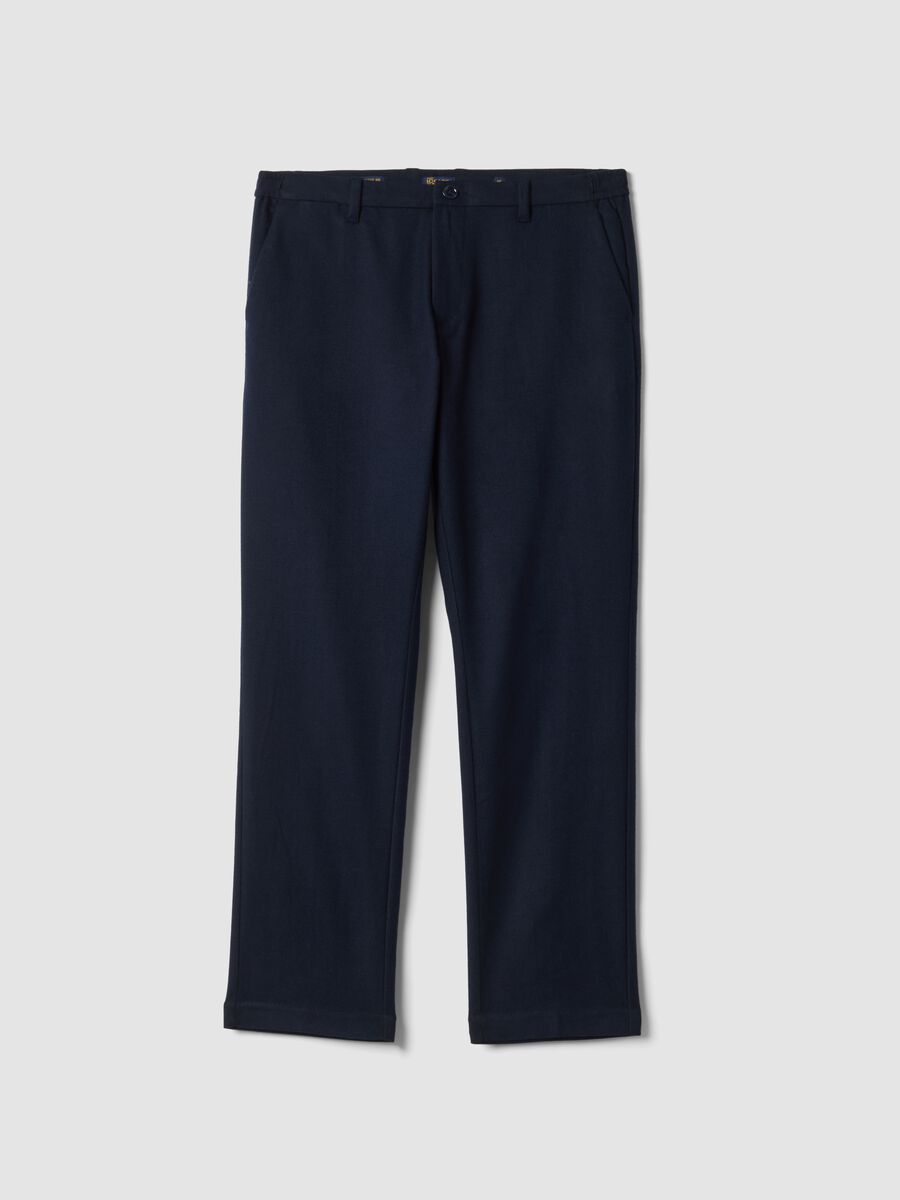 Pantaloni chino blu scuro in misto viscosa elasticizzata regular fit_0