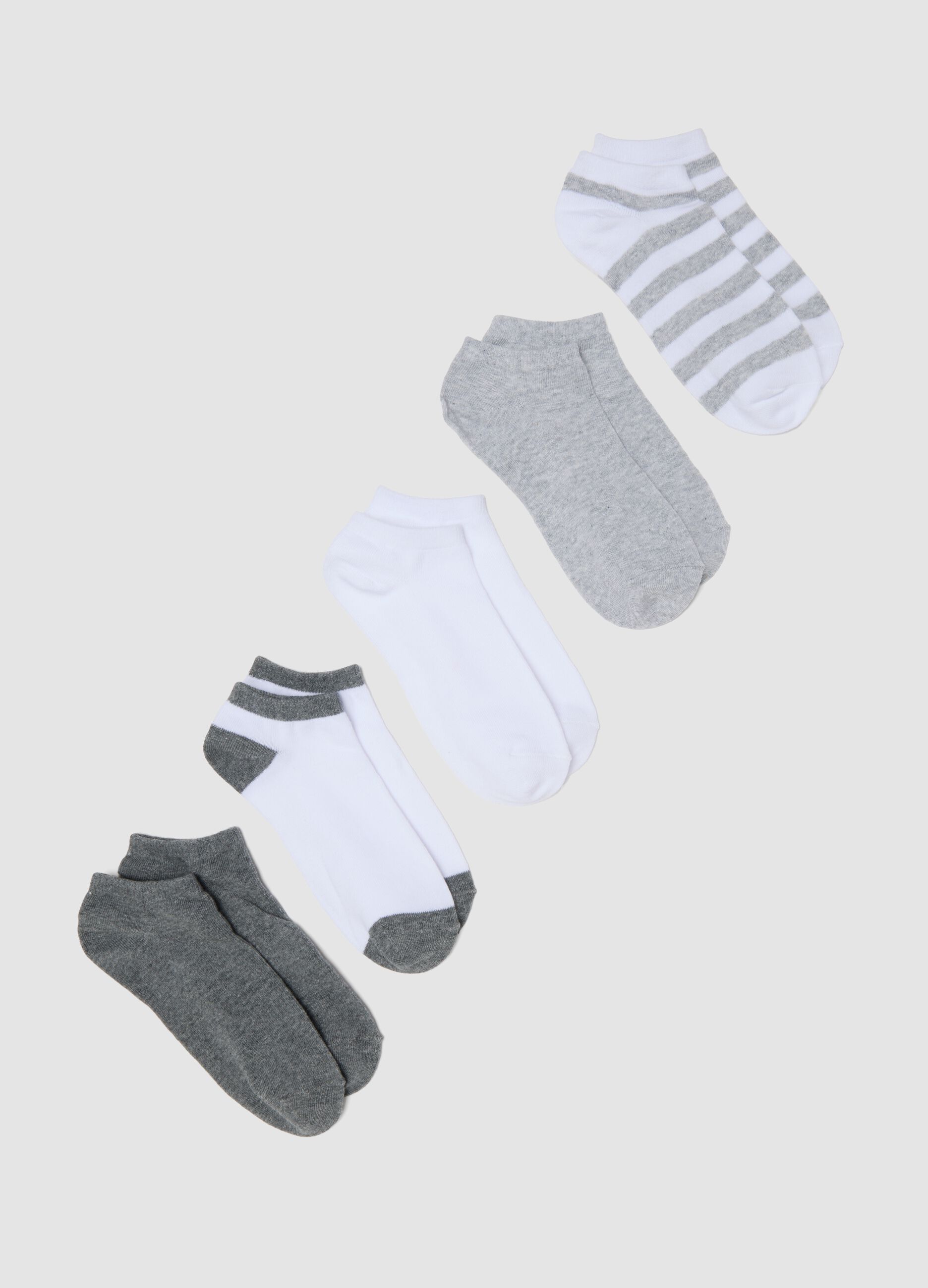 5-pack organic cotton grey and white ankle socks