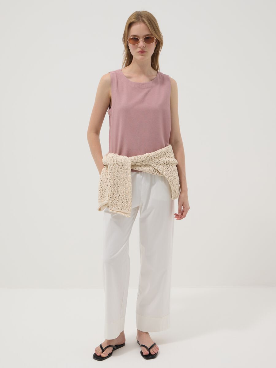 Rosa Top aus Viskose-, Baumwoll- und Leinenmix, Regular Fit_2