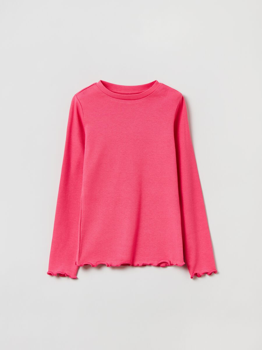 T-shirt with long ribbed sleeves_0