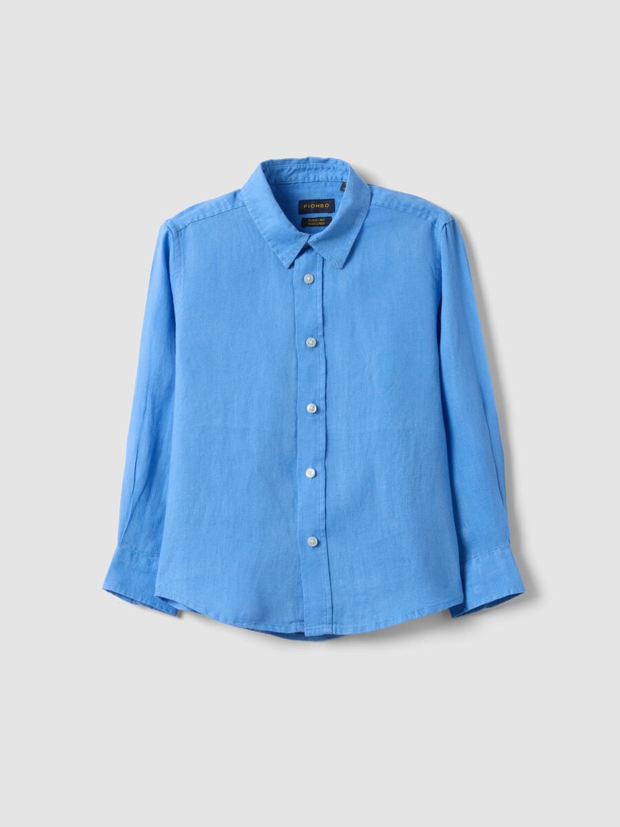 Kids&rsquo; oversized-fit light blue pure linen shirt_3