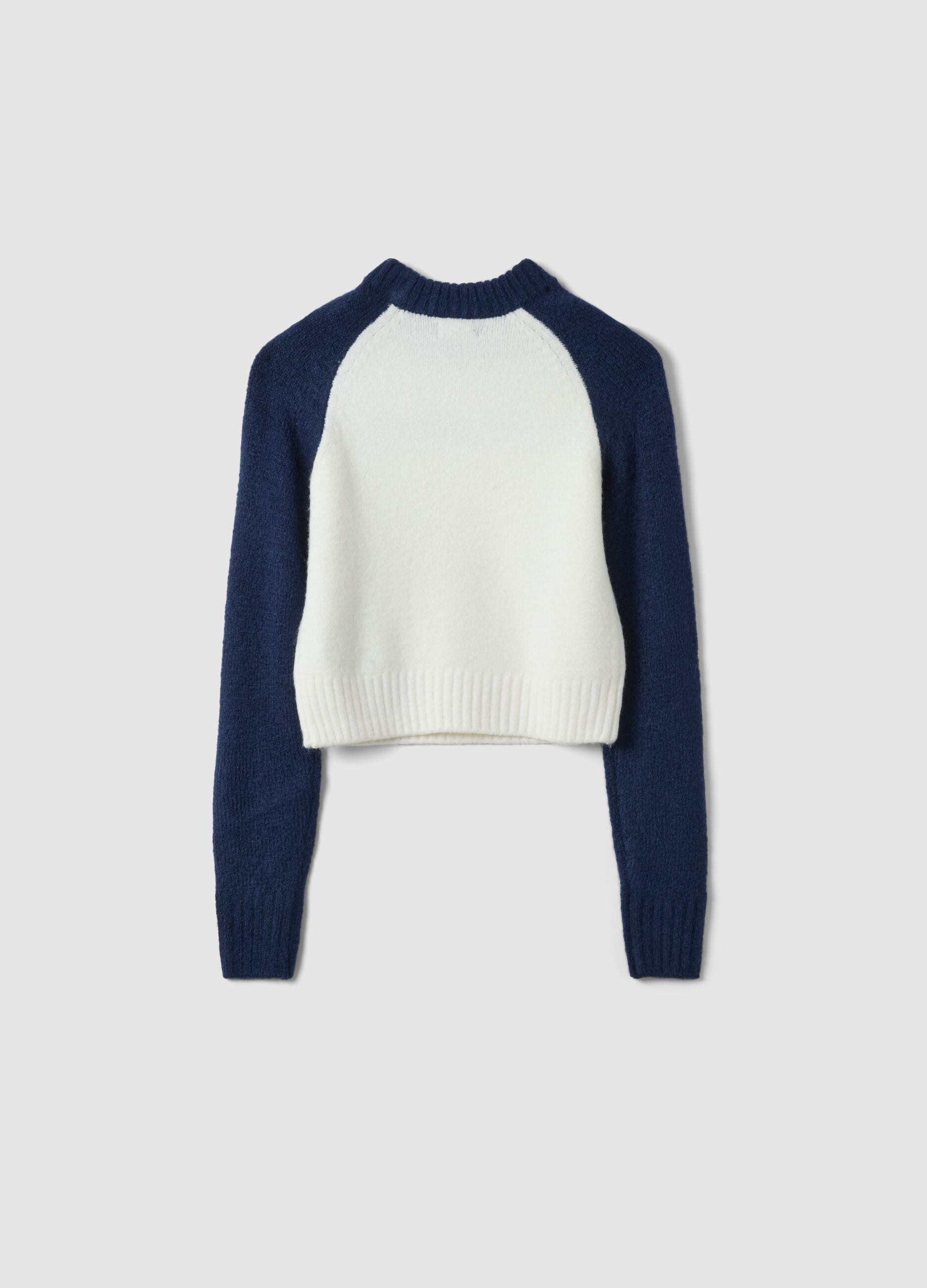 Maglia blu in tessuto elasticizzato girocollo