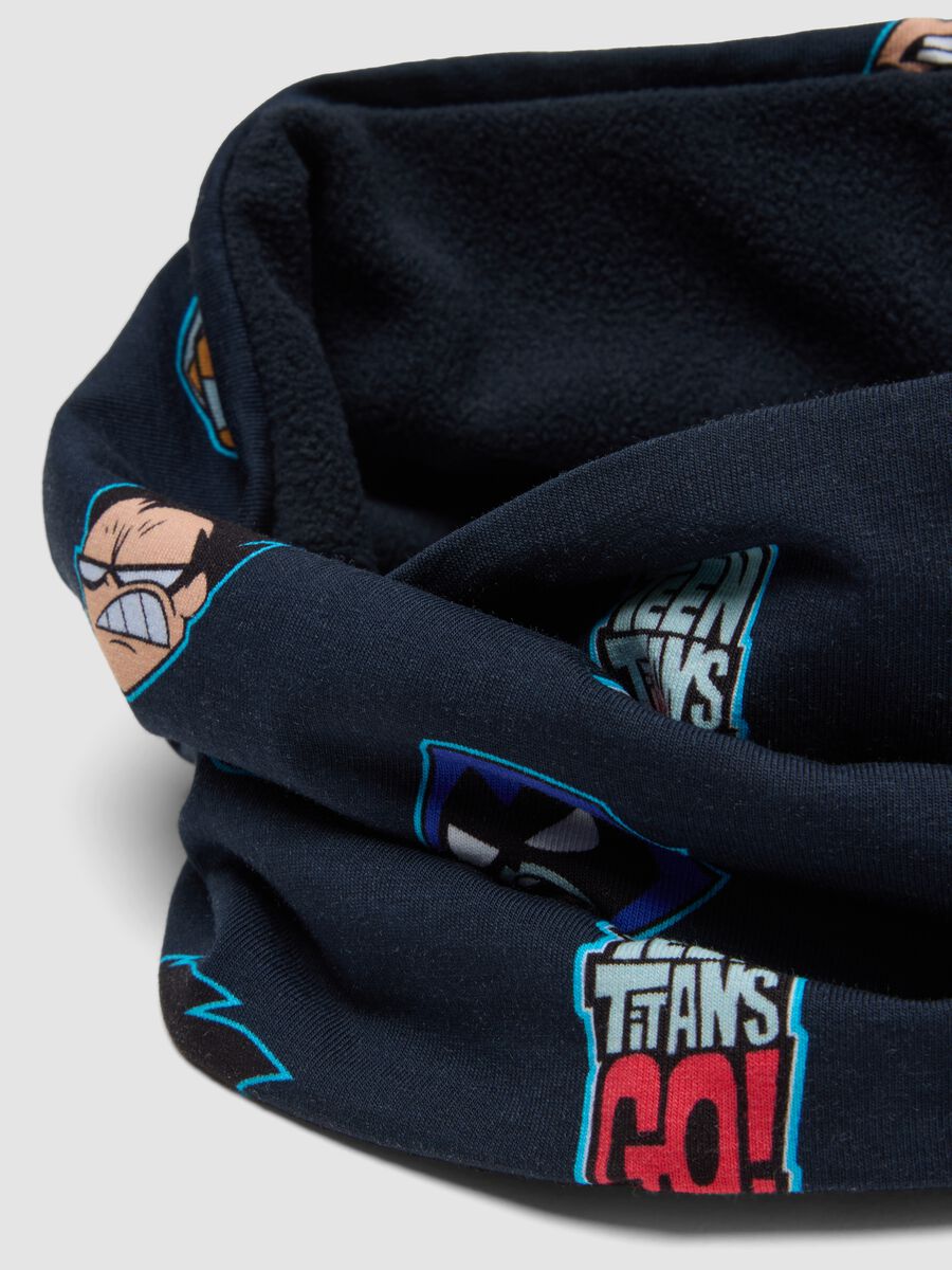Sciarpa blu notte in cotone elasticizzato con stampa Teen Titans_2