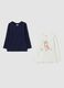Pack de 2 t-shirts azul-marinho e branco creme em algod&atilde;o puro com estampado_0