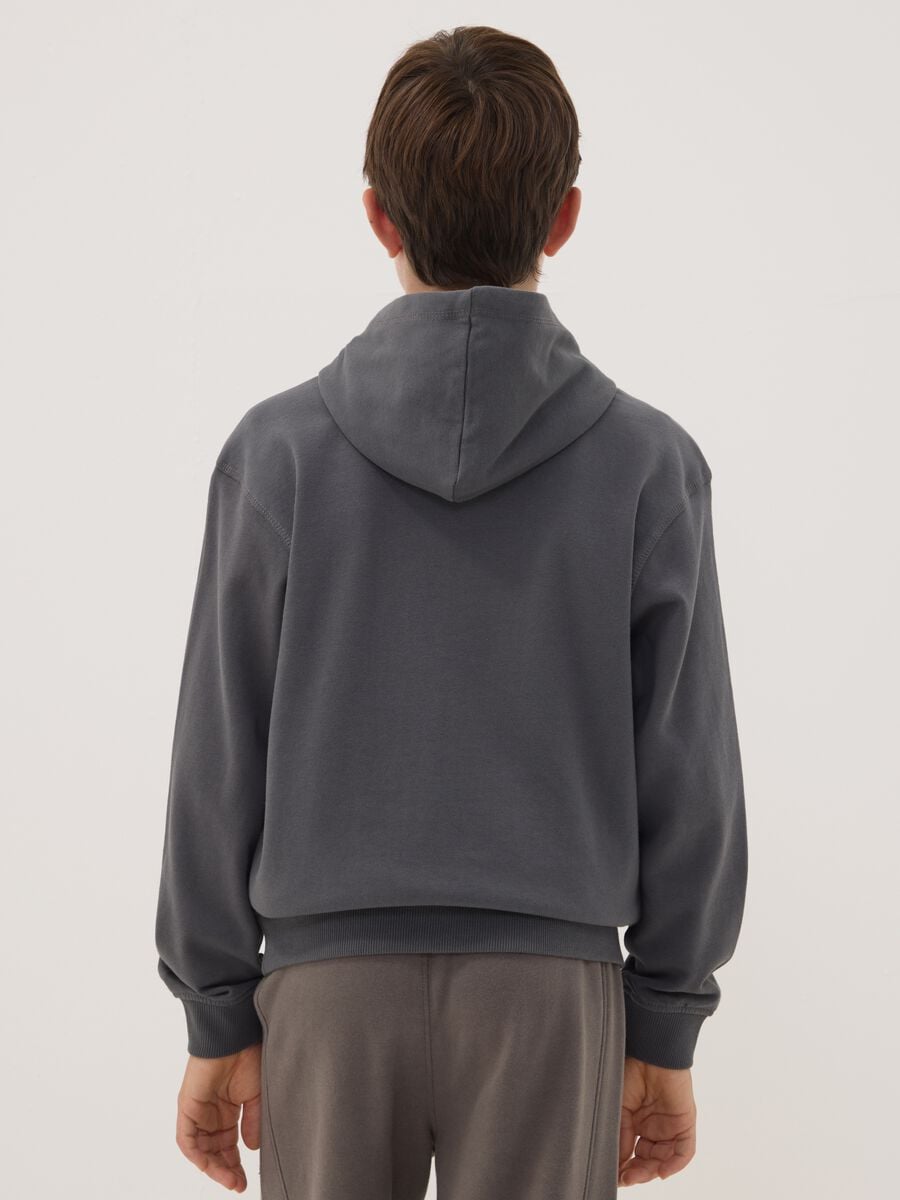 Grey pure cotton hoodie with relaxed-fit print_2