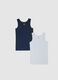 Twin pack of multicolour pure cotton vests for boys with regular fit_0