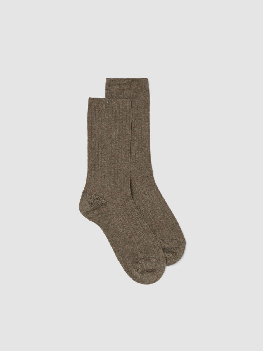 Brown long viscose blend socks_0