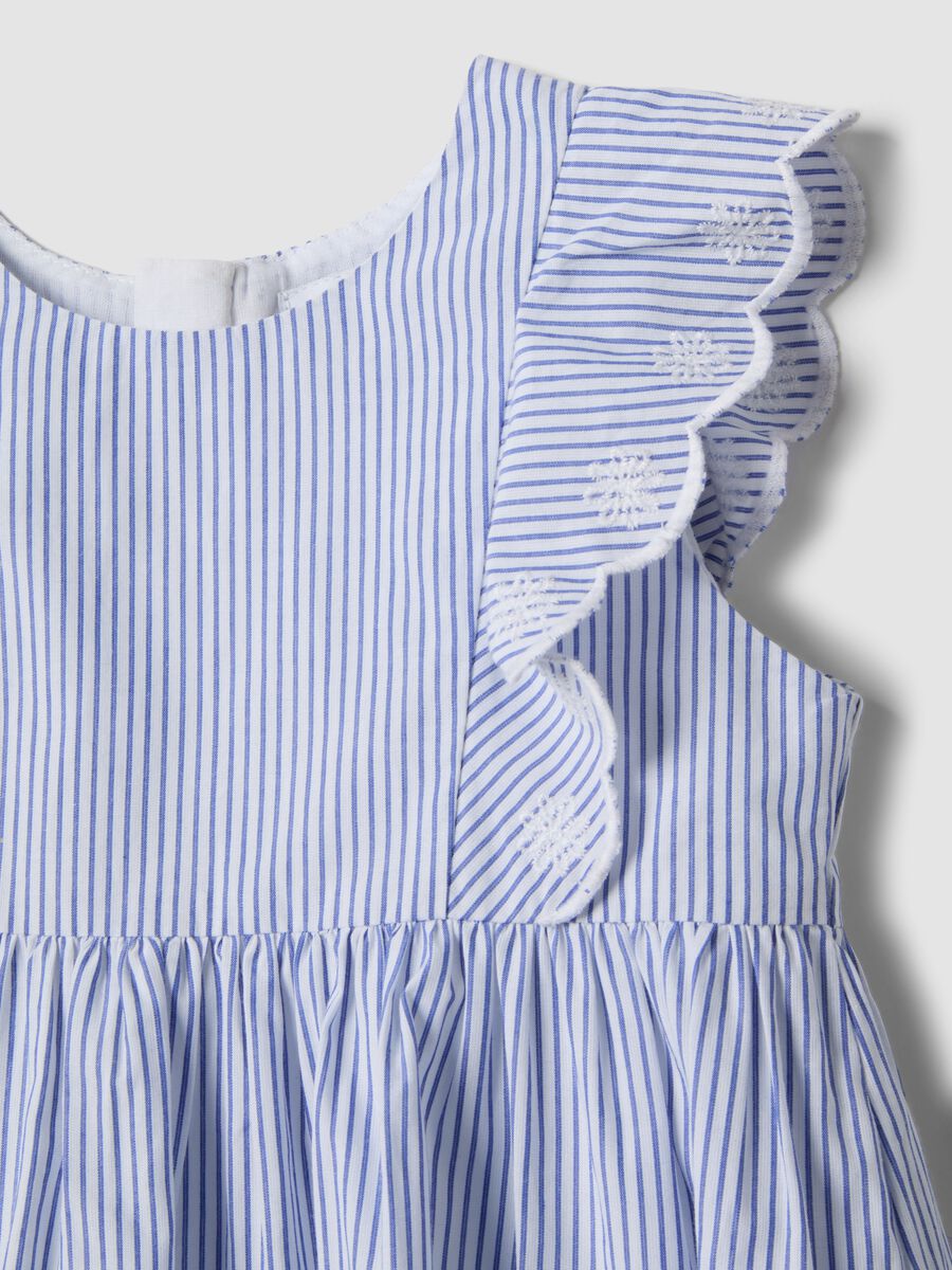 Girls' regular fit multicolour striped pure cotton dress_2