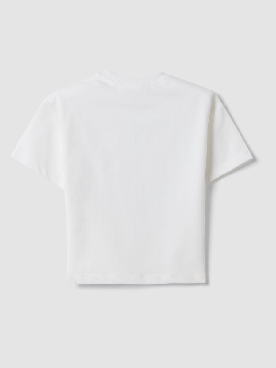 Camiseta blanca de algod&oacute;n el&aacute;stico de manga corta_1
