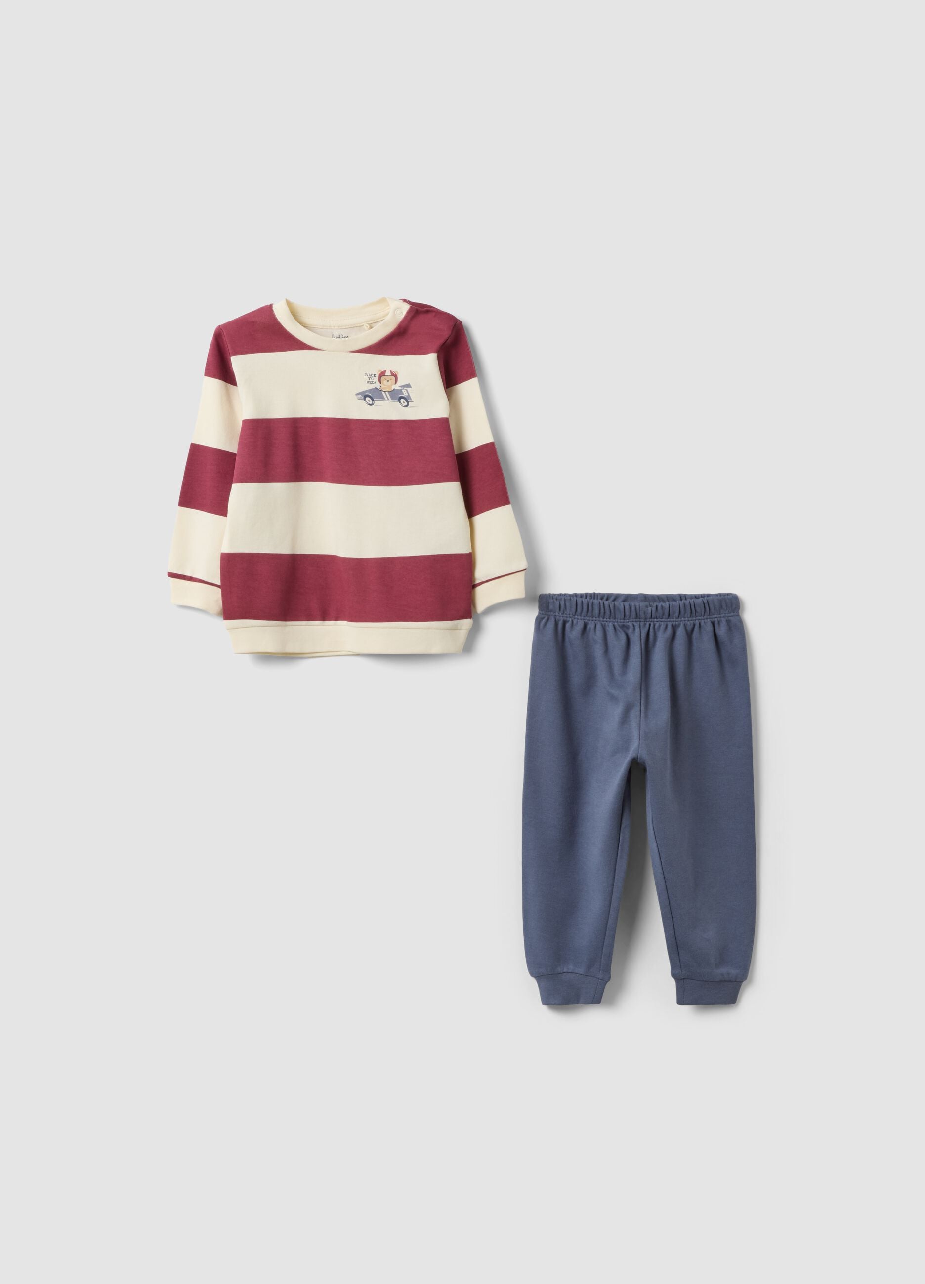 Pijama multicolor de algod&oacute;n org&aacute;nico puro con camiseta de rayas para beb&eacute; y ni&ntilde;o