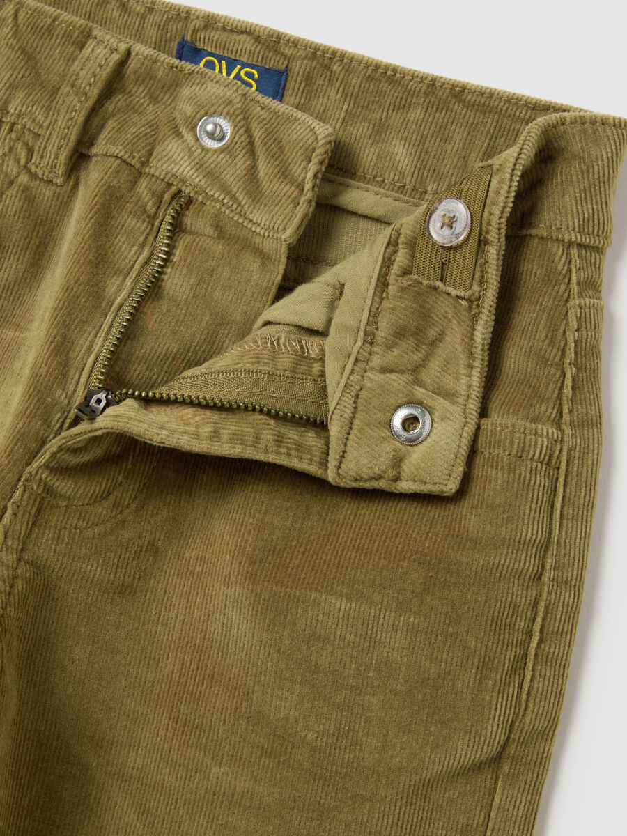 Children's regular fit cotton and brown velvet trousers_2