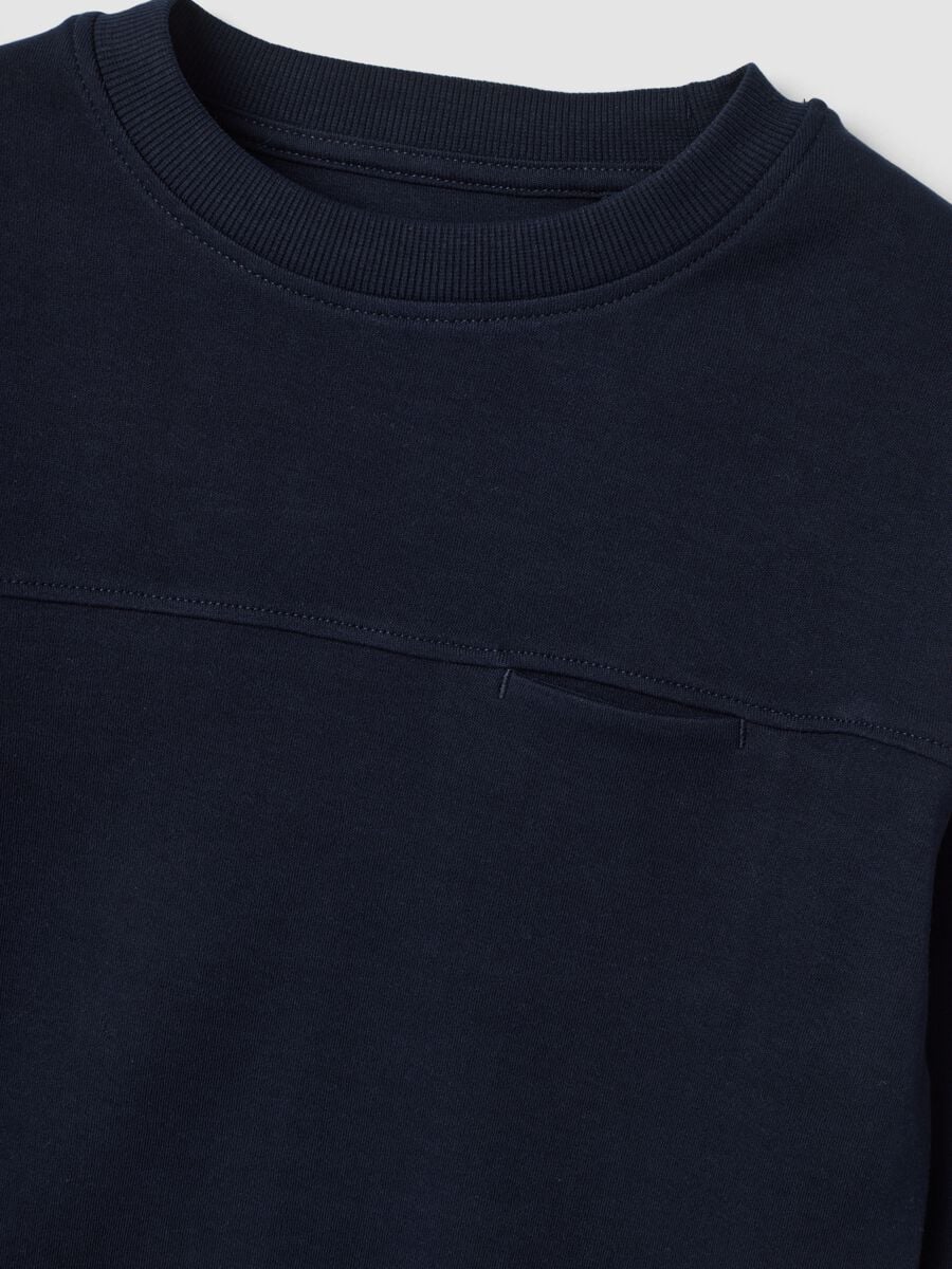 Blue crew-neck T-shirt in pure organic cotton_2