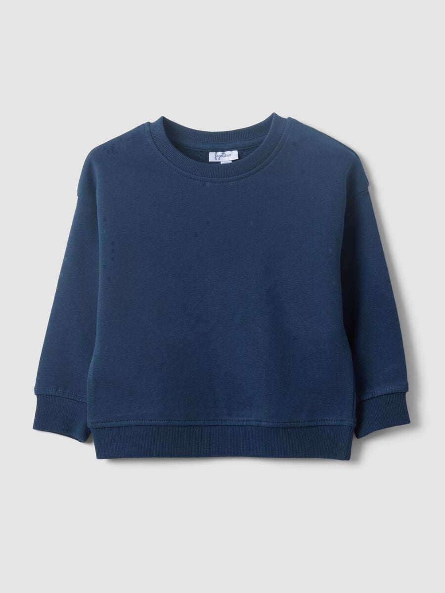 Blue oversized sweatshirt in pure organic cotton for boys_0