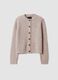 Beiger Rundhals-Cardigan aus elastischer Wolle und Alpaka, Regular Fit_4